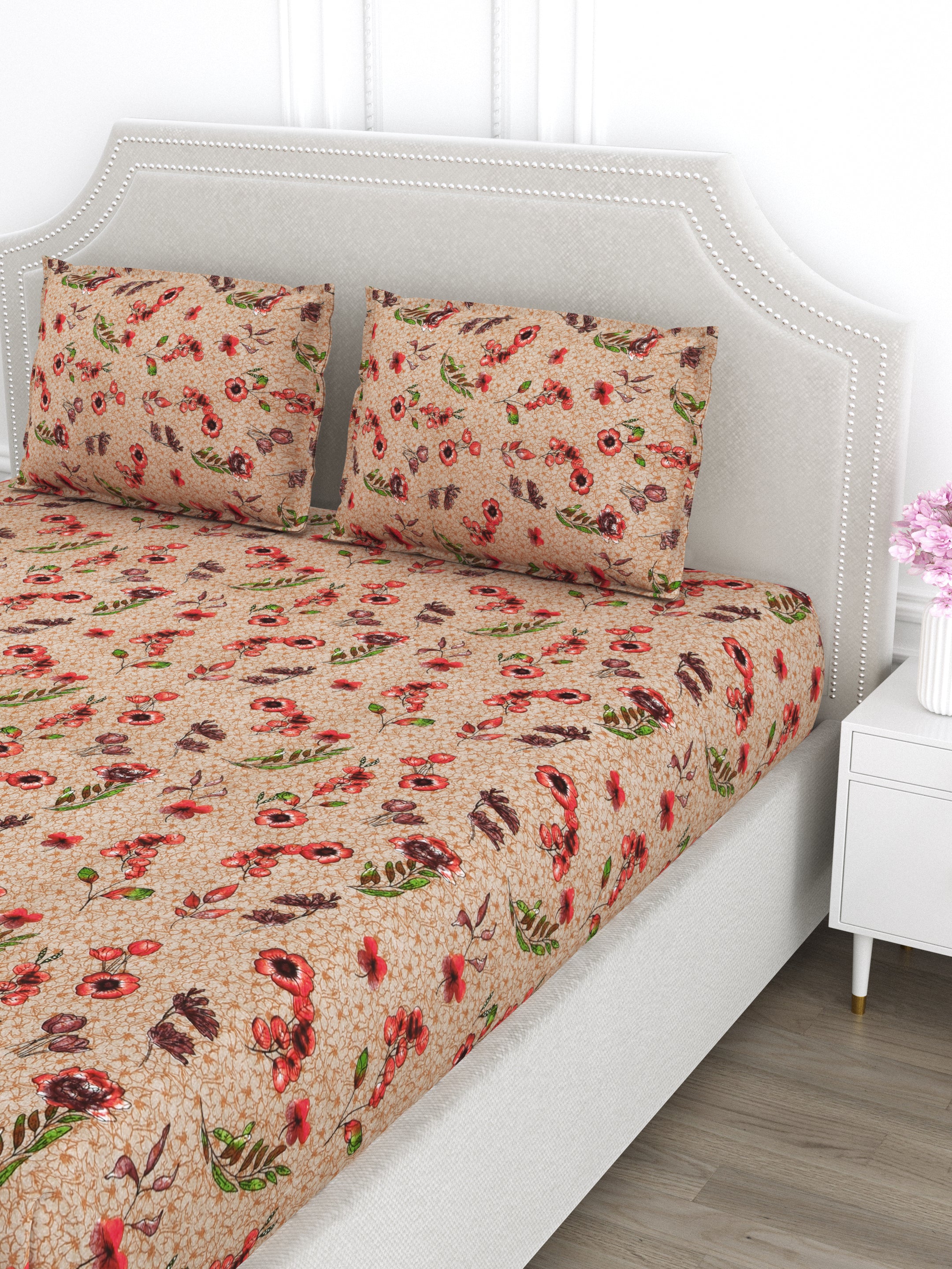 Multi Color Floral Super King Size Cotton Bedsheet