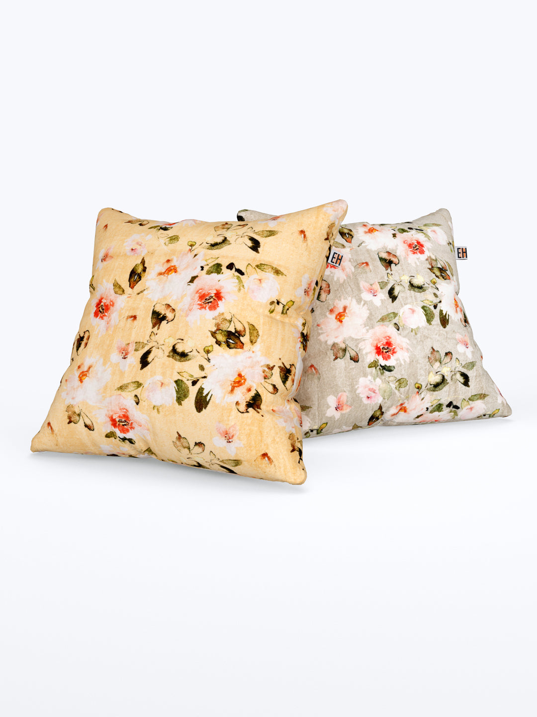 Yellow & Green Set of 2 water color based floral cushion covers