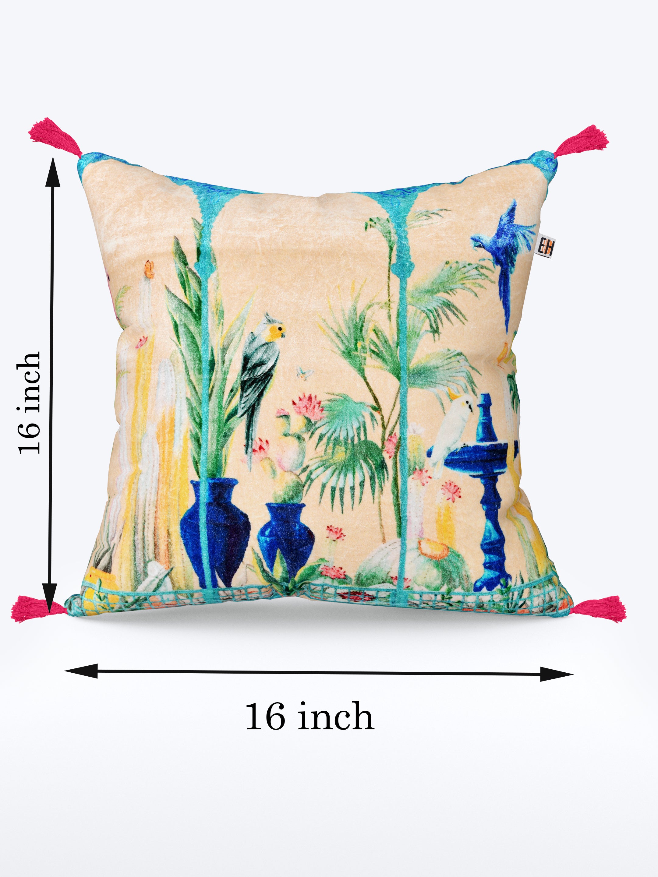 Blue Mughal Theme set of 2 Digital Print Cushion Covers
