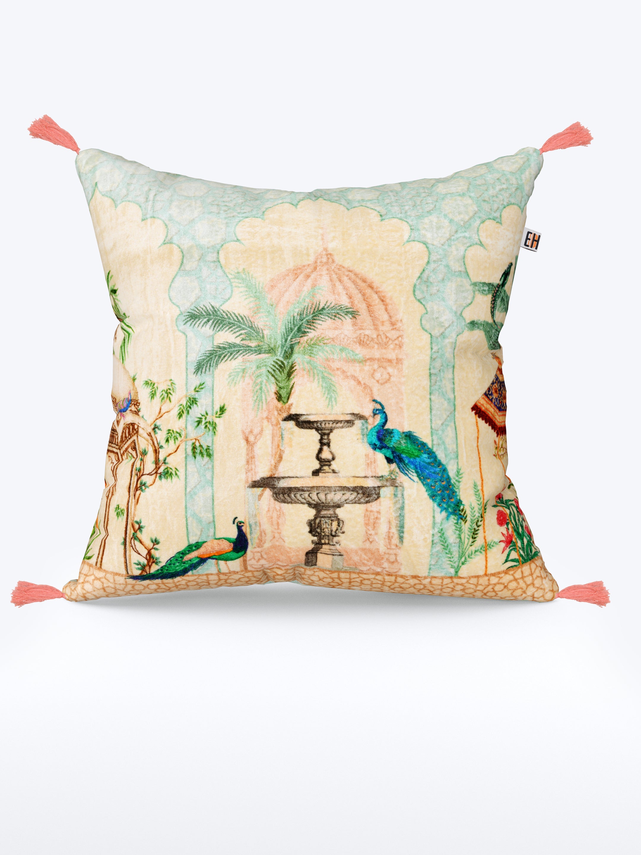 Green Mughal Theme set of 2 Digital Print Cushion Covers