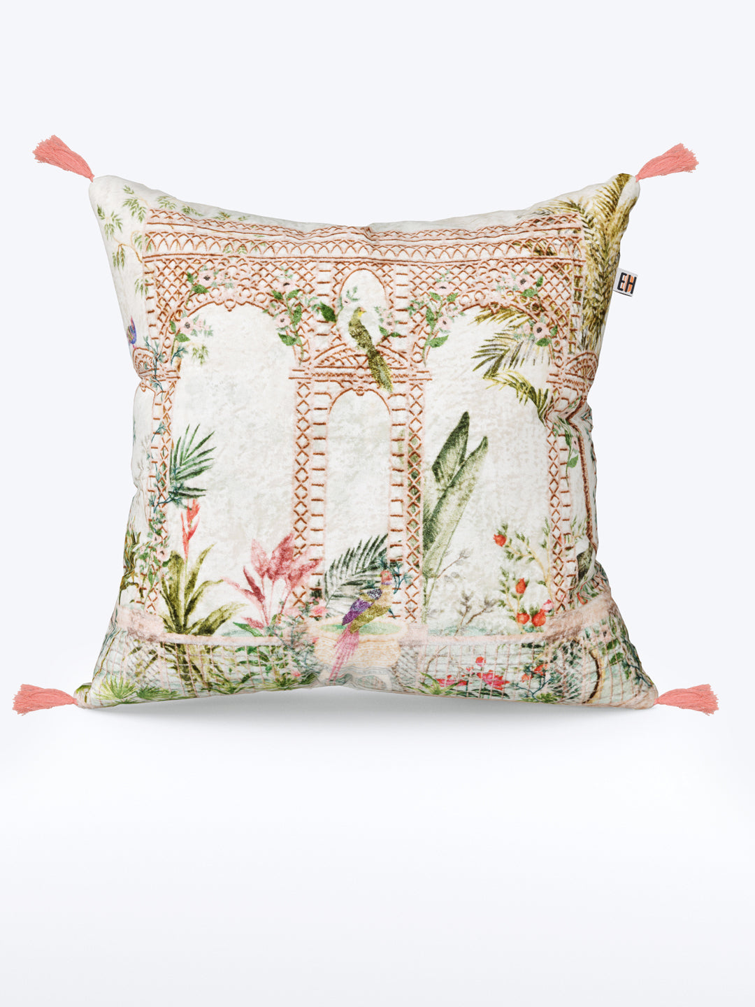 Pink & Green Mughal Theme set of 2 Digital Print Cushion Covers