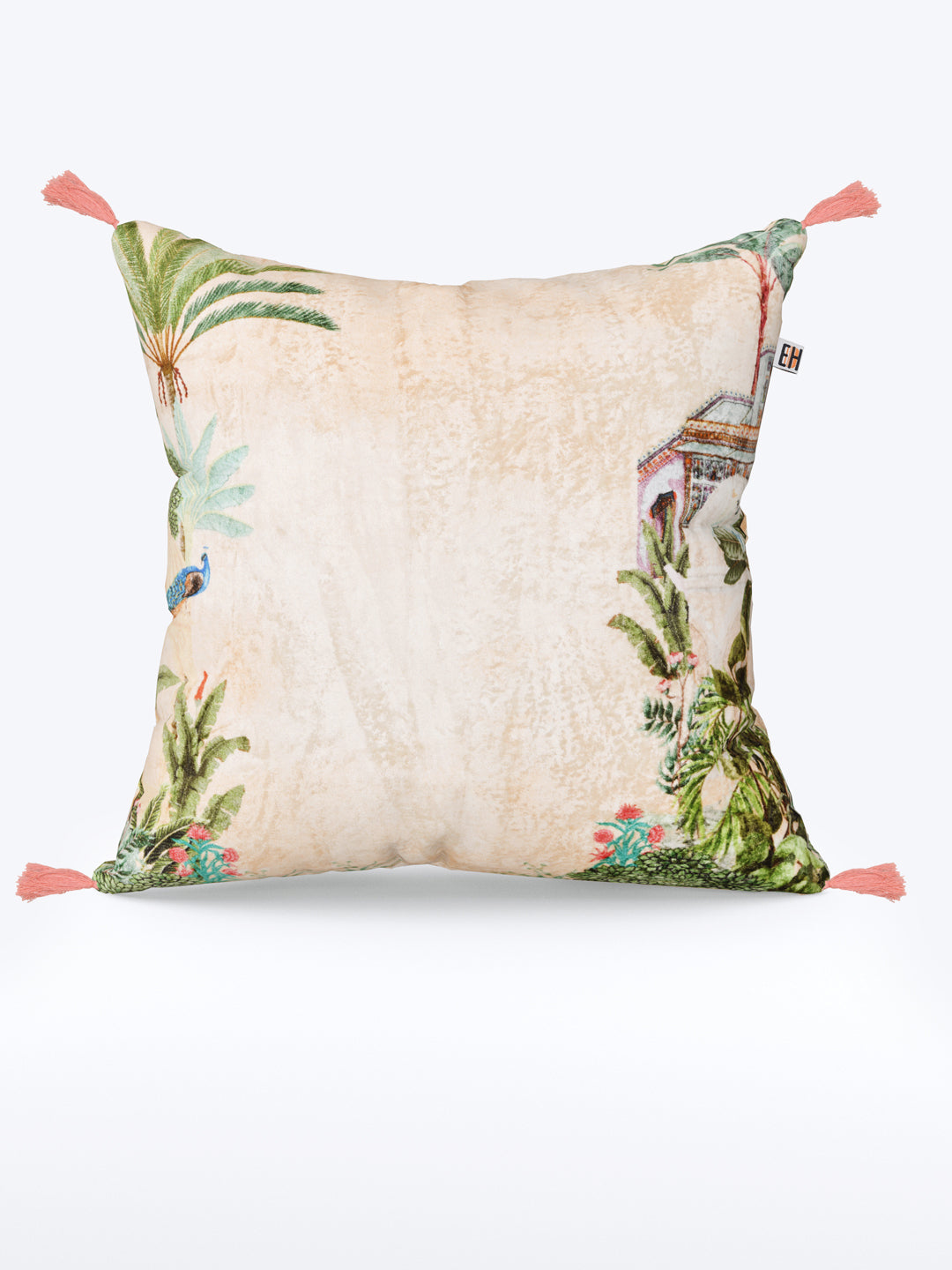 Pink & Green Mughal Theme set of 2 Digital Print Cushion Covers