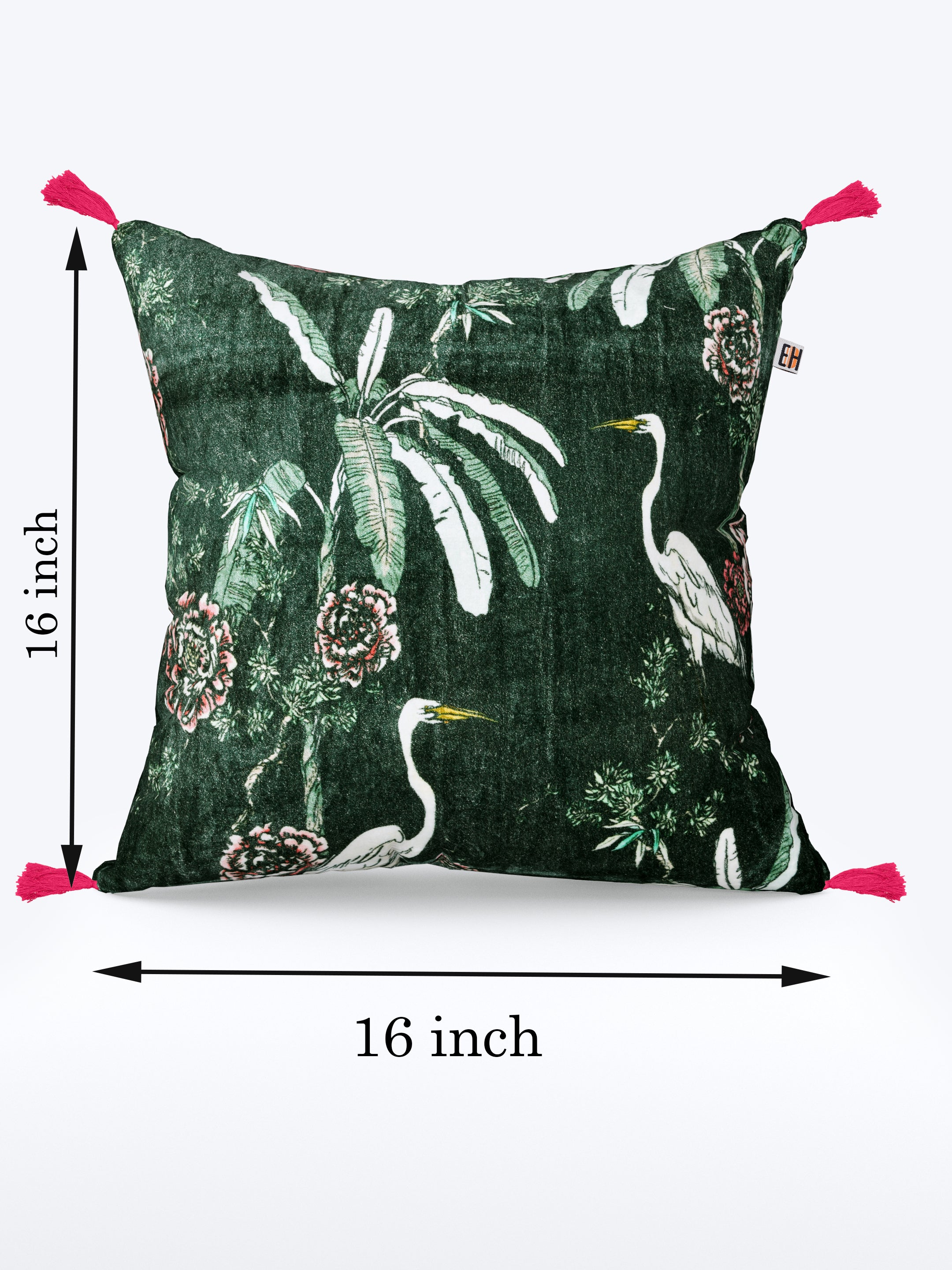 Chinoiserie Theme Sky Blue & Green set of 2 Digital  Print Cushion Covers