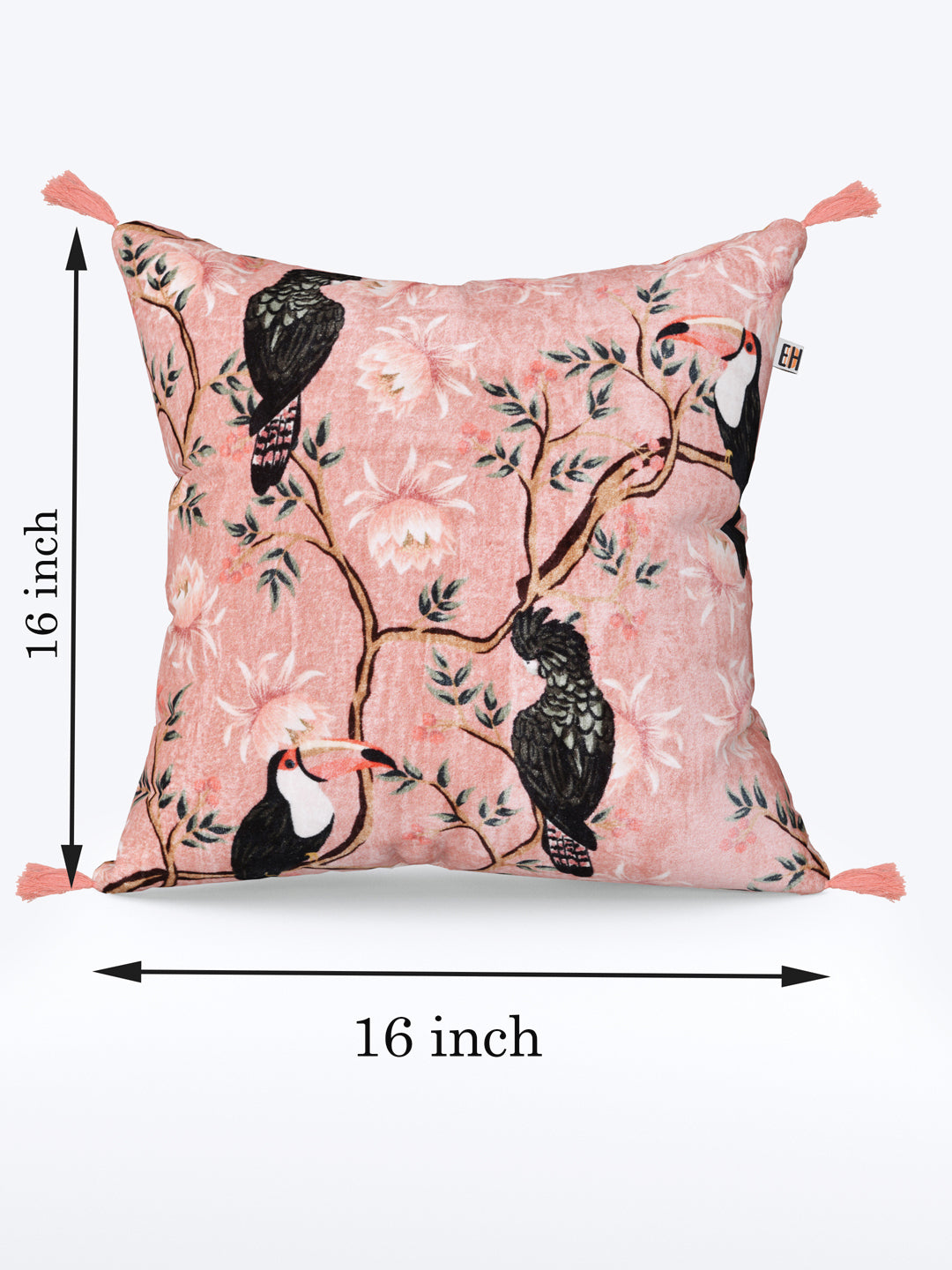 Pink & Peach Chinoiserie Theme based set of 2 Digital  Print Cushion Covers