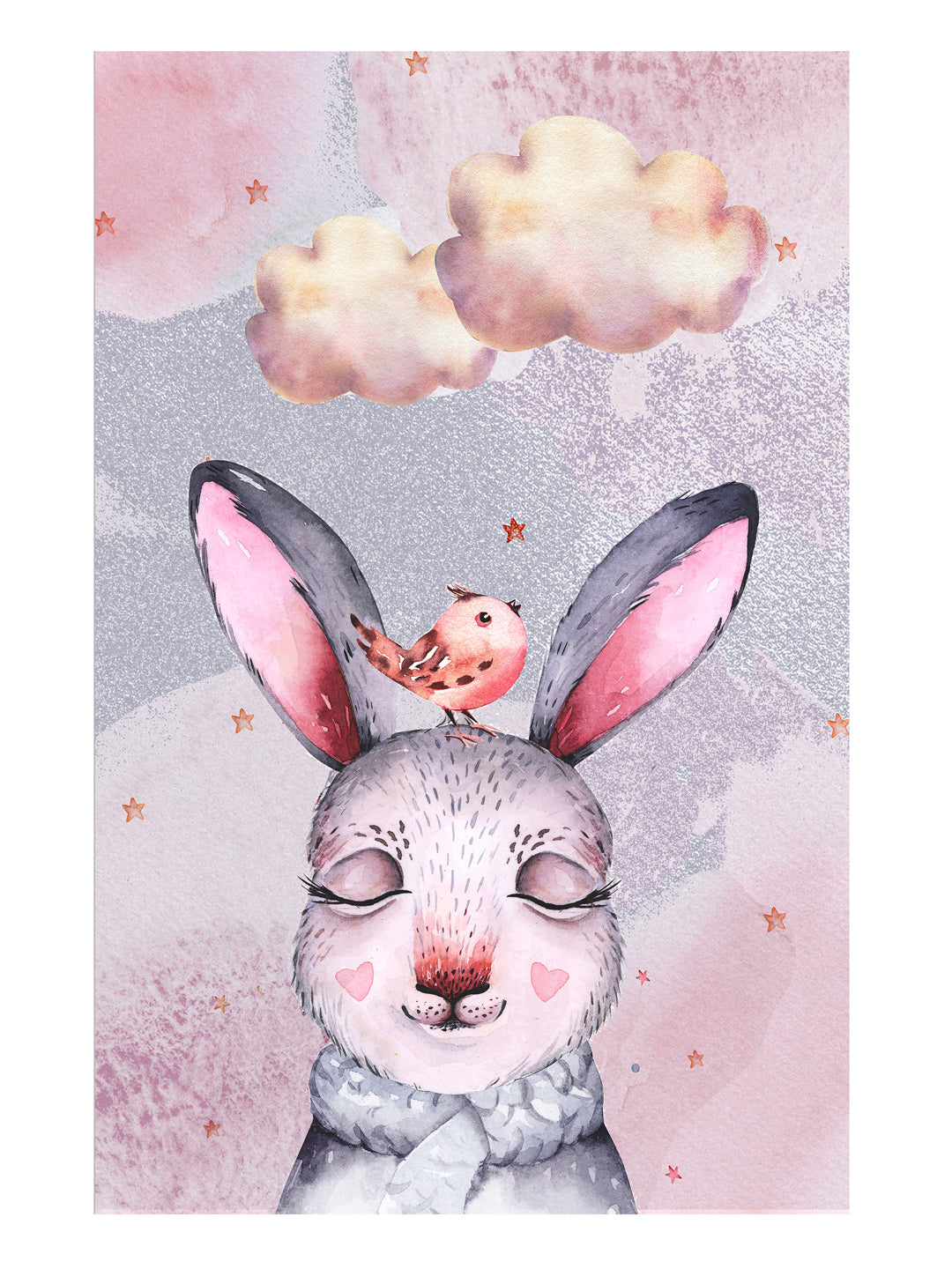 Pink Bunny Panel Print Kids Bedsheet