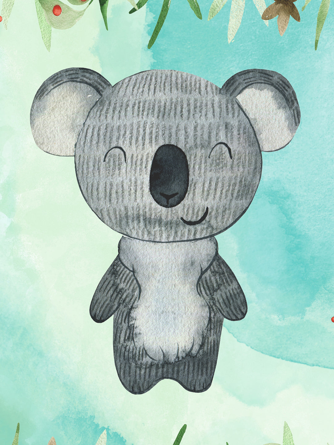 Green & Grey Bear Panel Print Kids Bedsheet