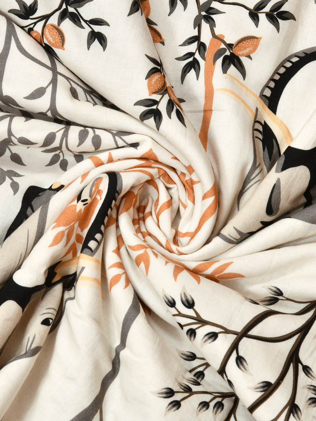 Brown & Off White Digital Print Reversible Cotton Dohar