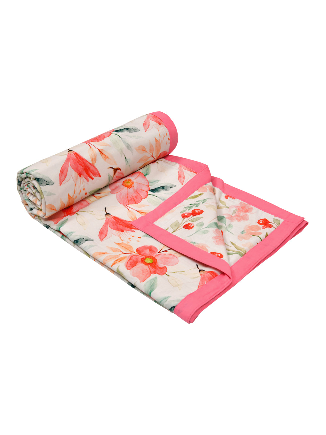 Pink Floral Print Reversible Cotton Dohar