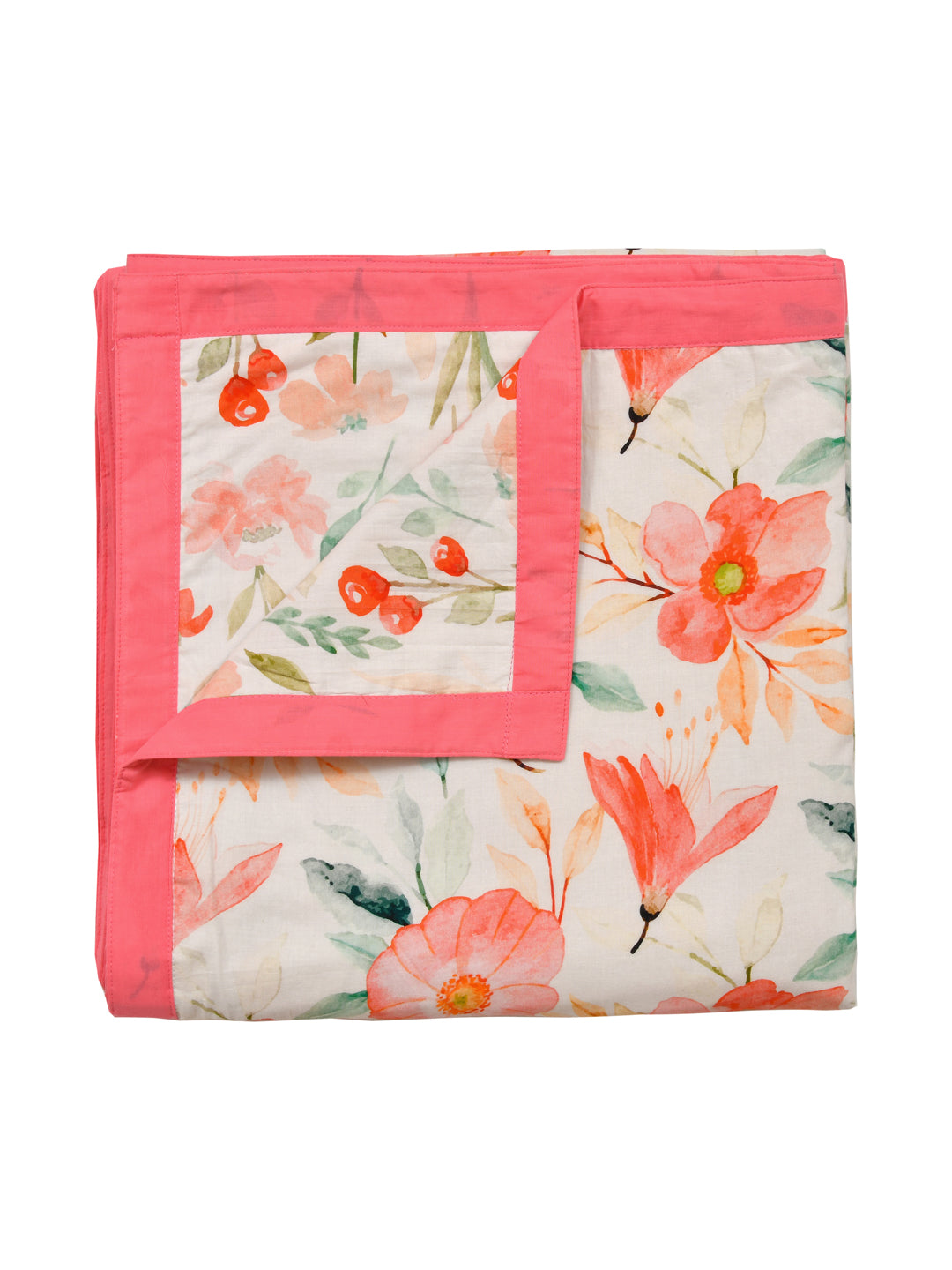 Pink Floral Print Reversible Cotton Dohar