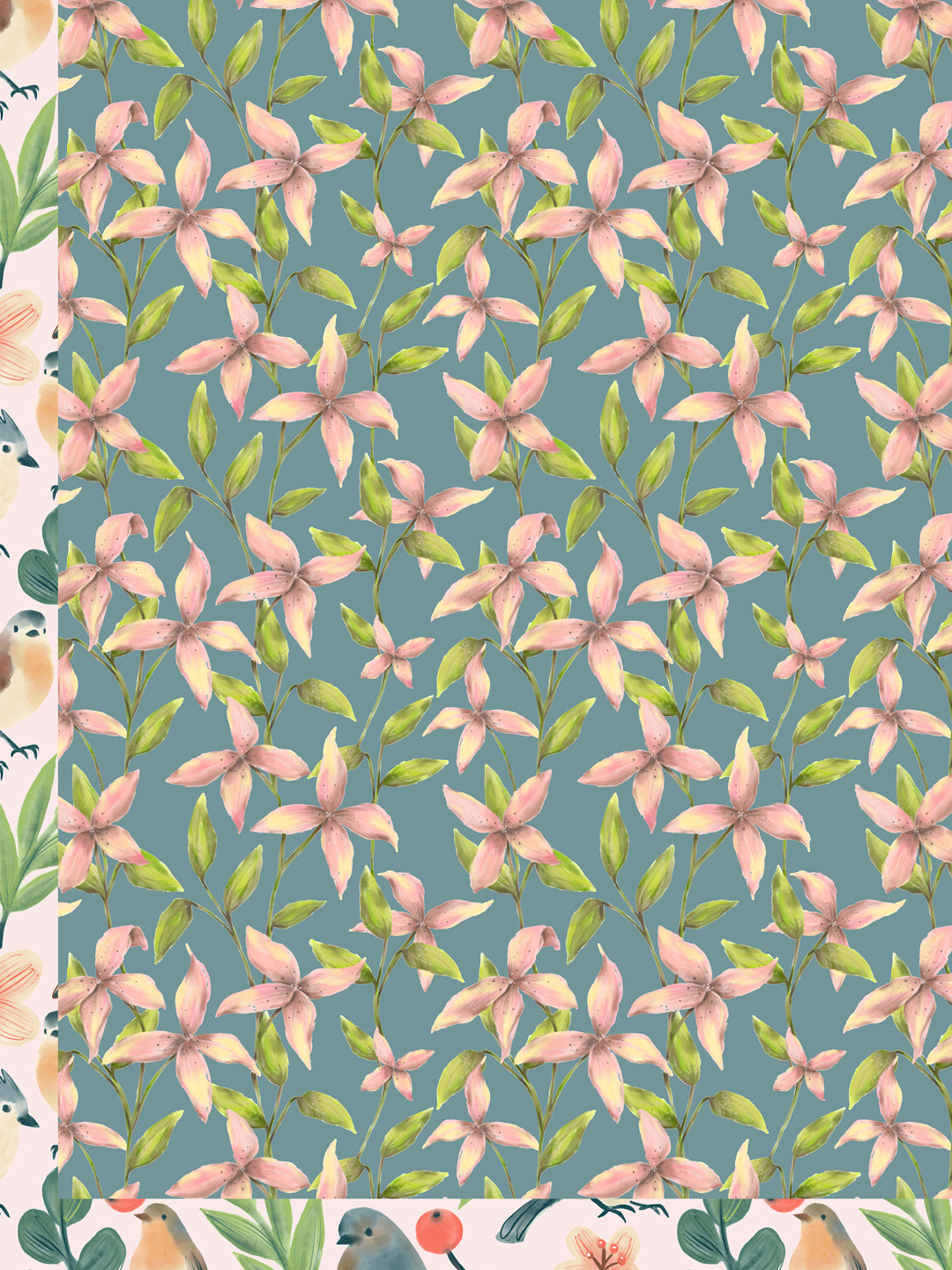 Green and Pink Floral Print Reversible Cotton Dohar