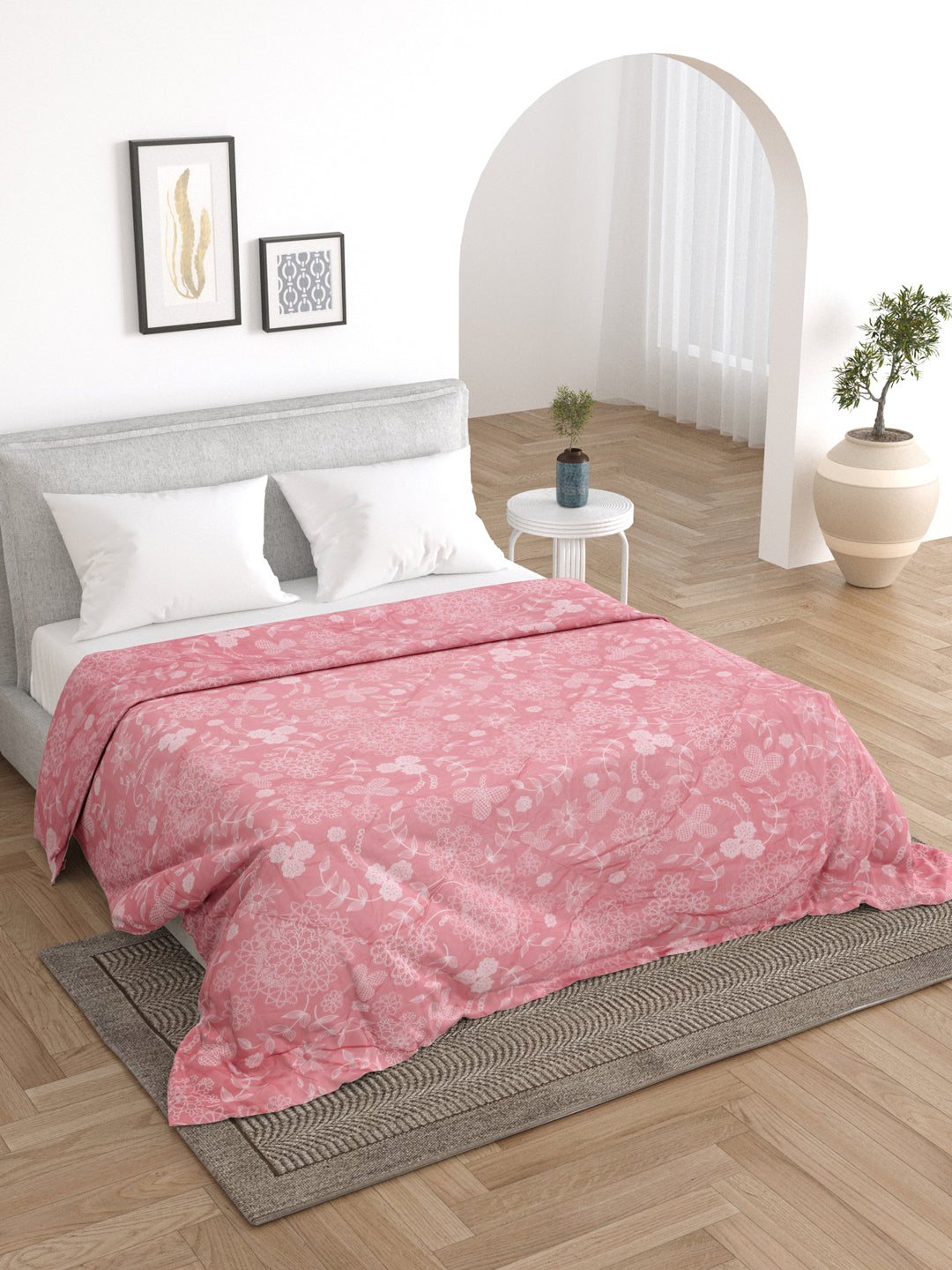 Pink Floral Print Double bed AC Comforter