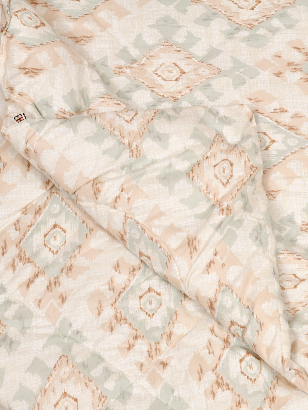 Cream and Green Double bed AC Printed Comforter