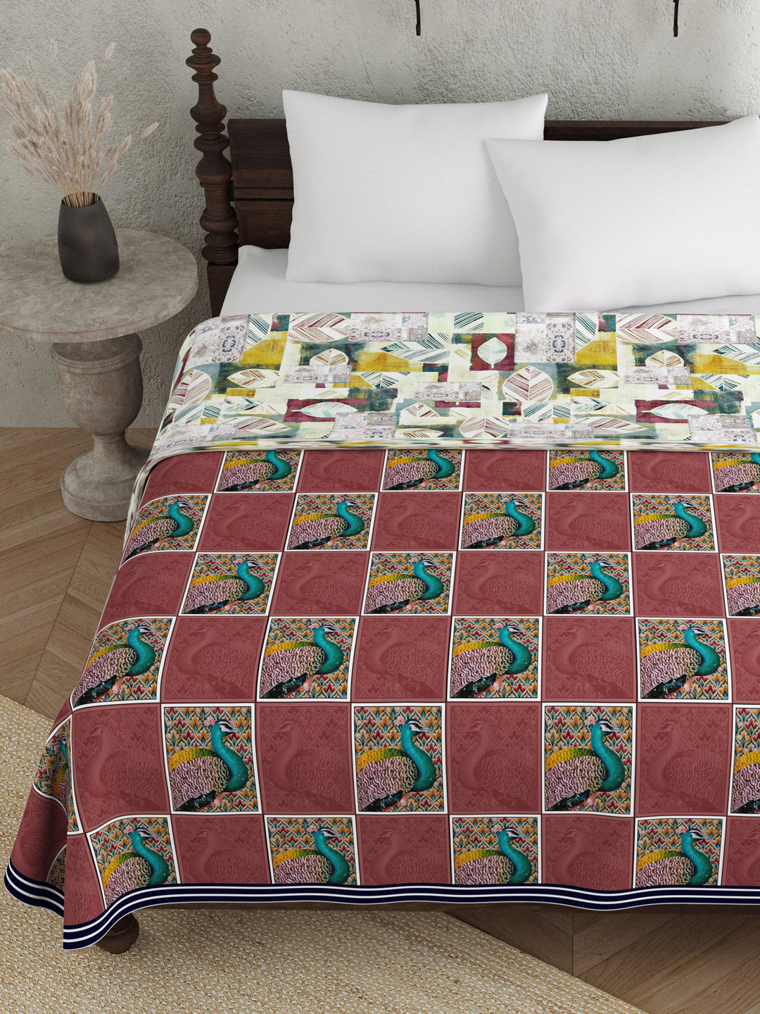 Red Colour Ethnic Motif AC Room 120 GSM Double Bed Dohar