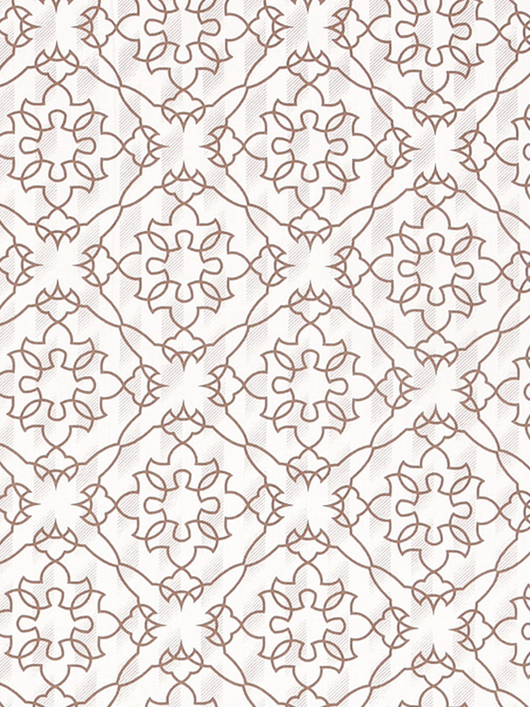 White & Brown Oriental Pattern Super King Size Cotton Bedsheet