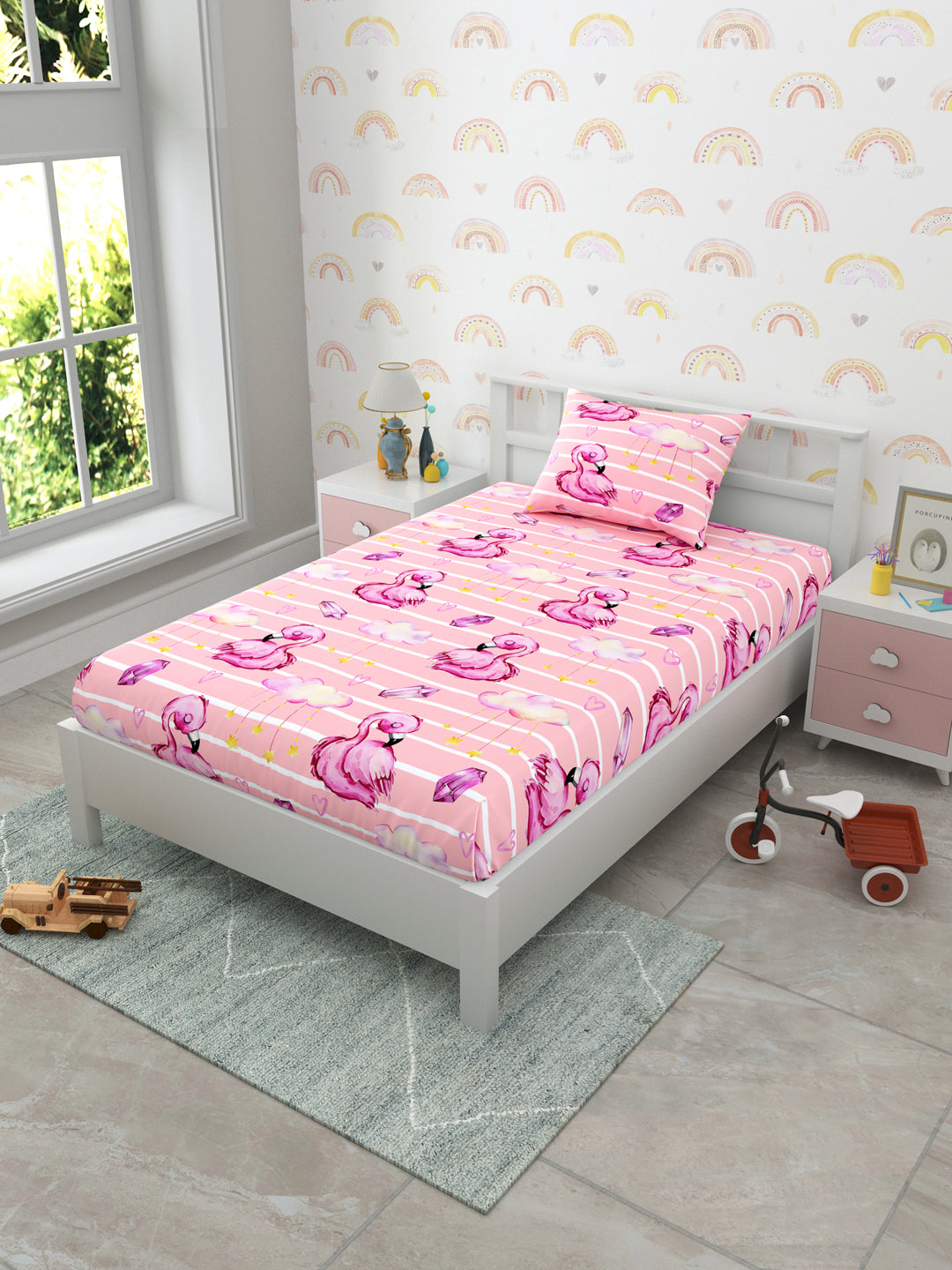 Flamingo Print Kids Single Bedsheet