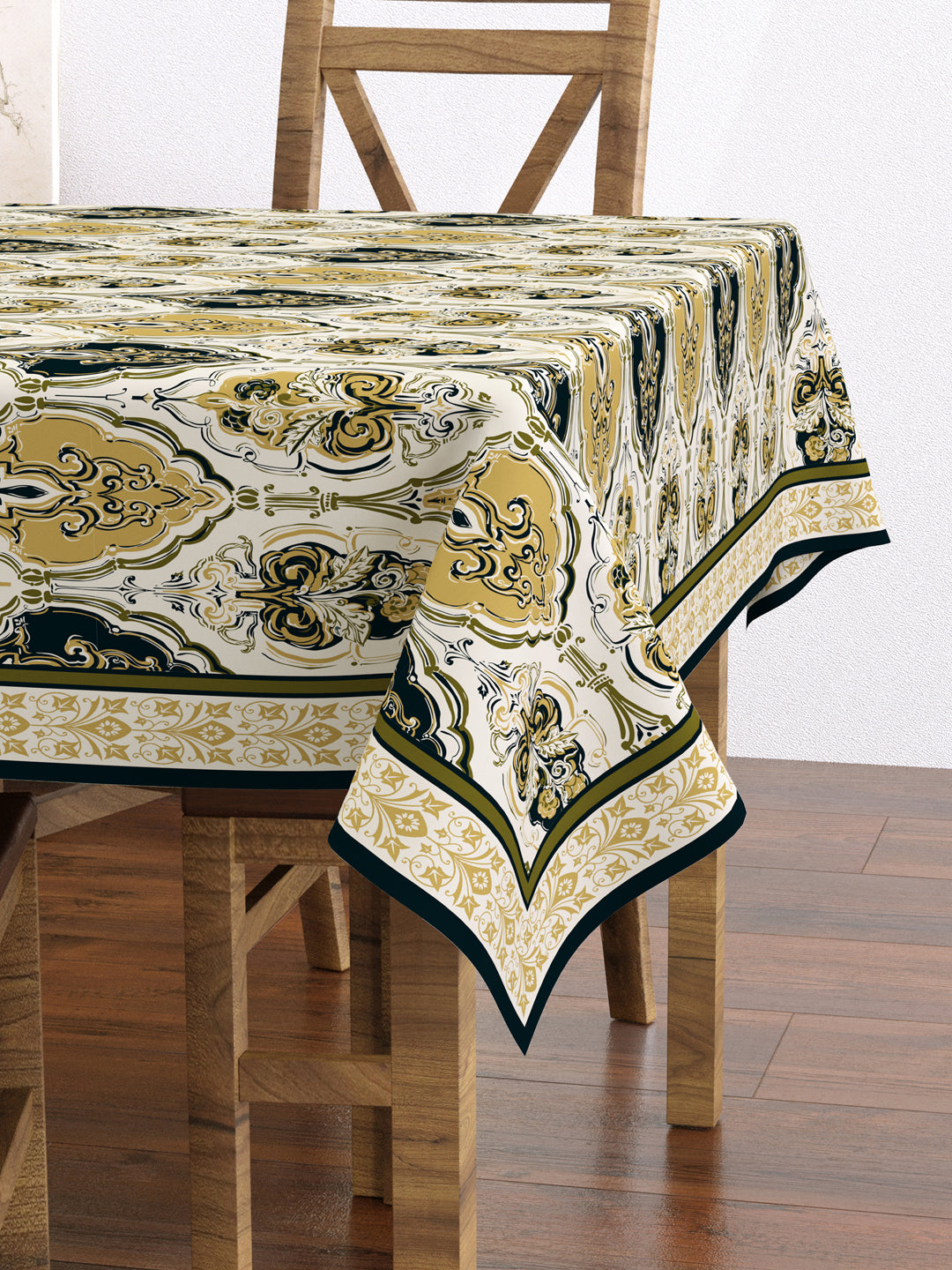 Slate Grey and Yellow Ethnic Motifs 4 Seater Table Cover