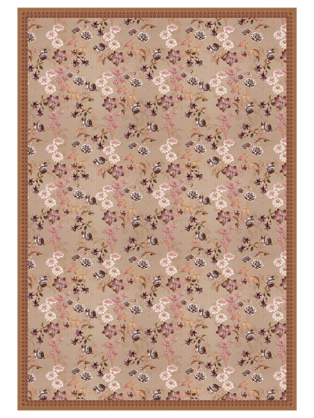 Brown Floral 4 Seater Table Cover