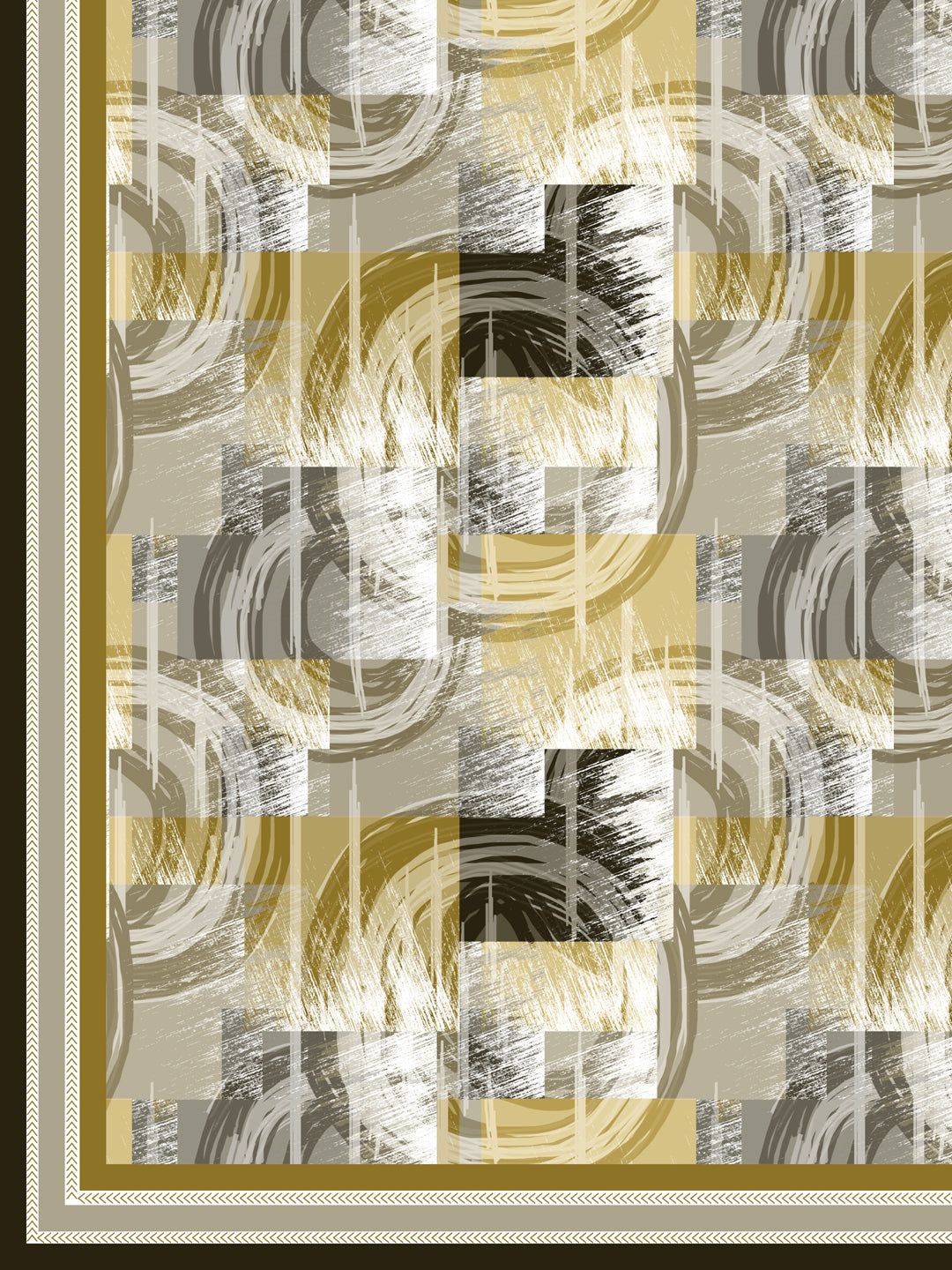 Slate Grey and Yellow Abstract Print 4 Seater Table Cover