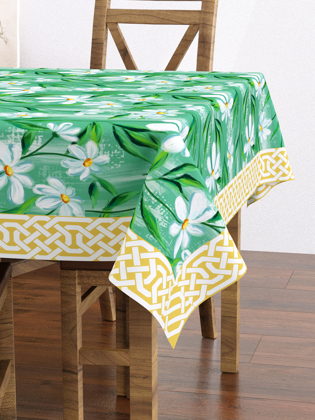 Green and White Floral 4 Seater Table Cover