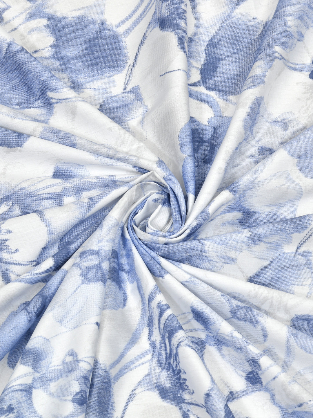 Grey and Blue Floral King Size Bed Cotton Linen