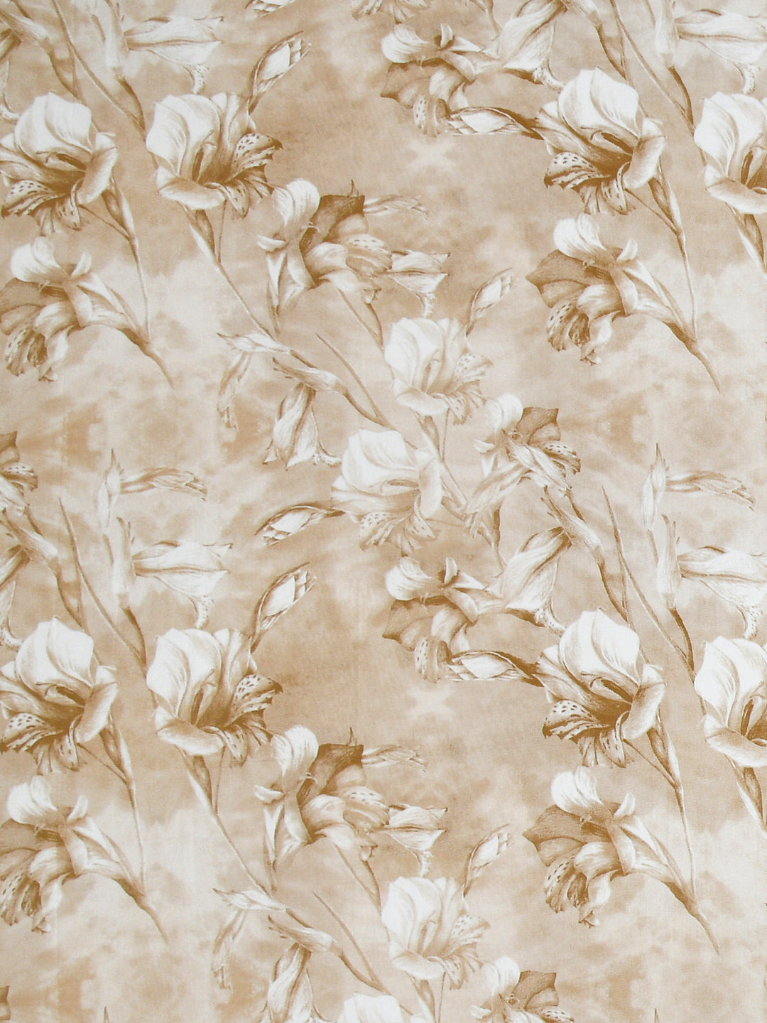 Brown Flora Print King Size Bed Cotton Linen