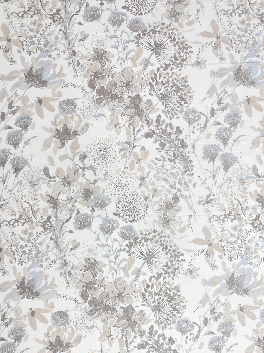White Base Brown Floral King Size Bed Cotton Linen
