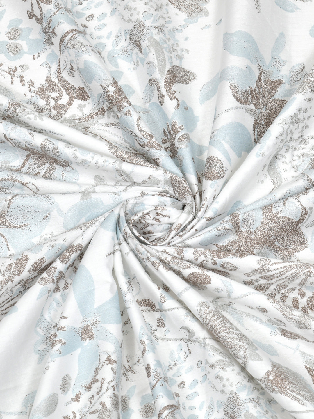 Blue & Brown Floral King Size Bed Cotton Linen