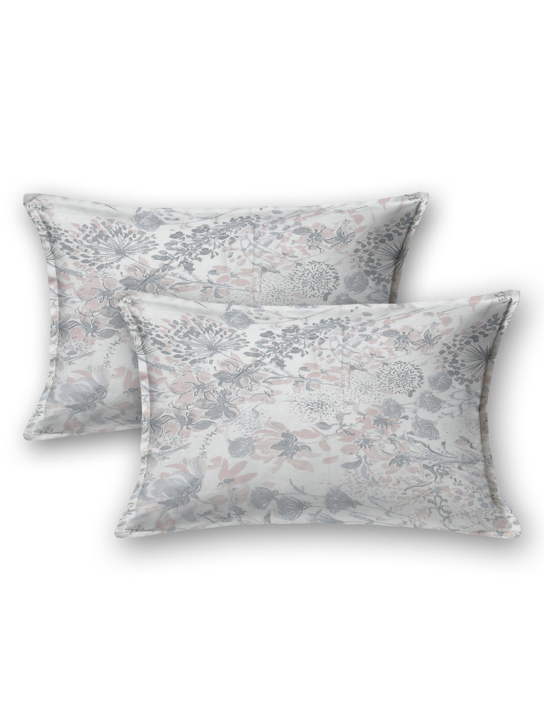 Pink & Grey Floral King Size Bed Cotton Linen