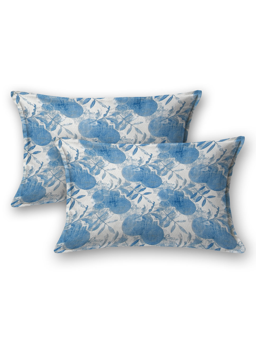 White & Blue Abstract Print King Size Bed Cotton Linen