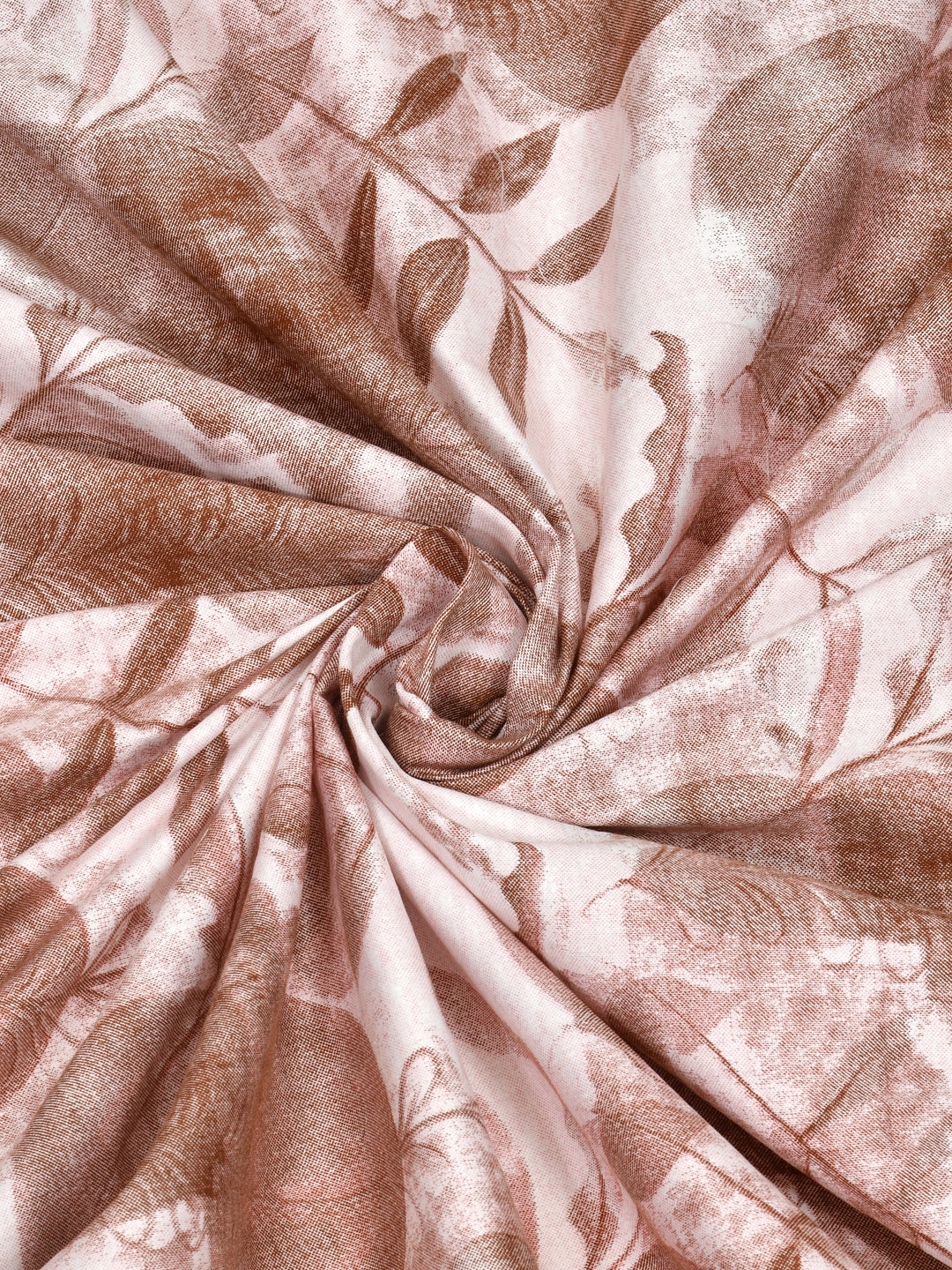 Brown Abstract Print King Size Bed Cotton Linen