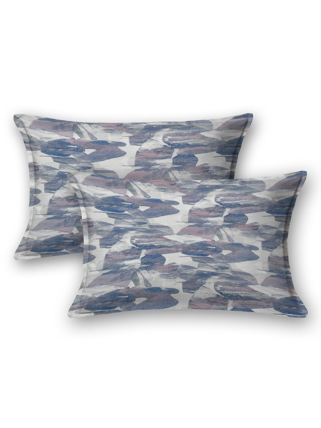 Blue & Pink Abstract Print King Size Bed Cotton Linen