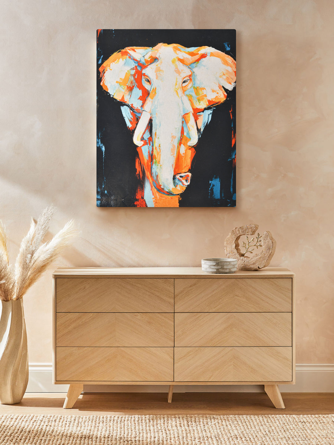 Oil Paint Elephant Wall Art