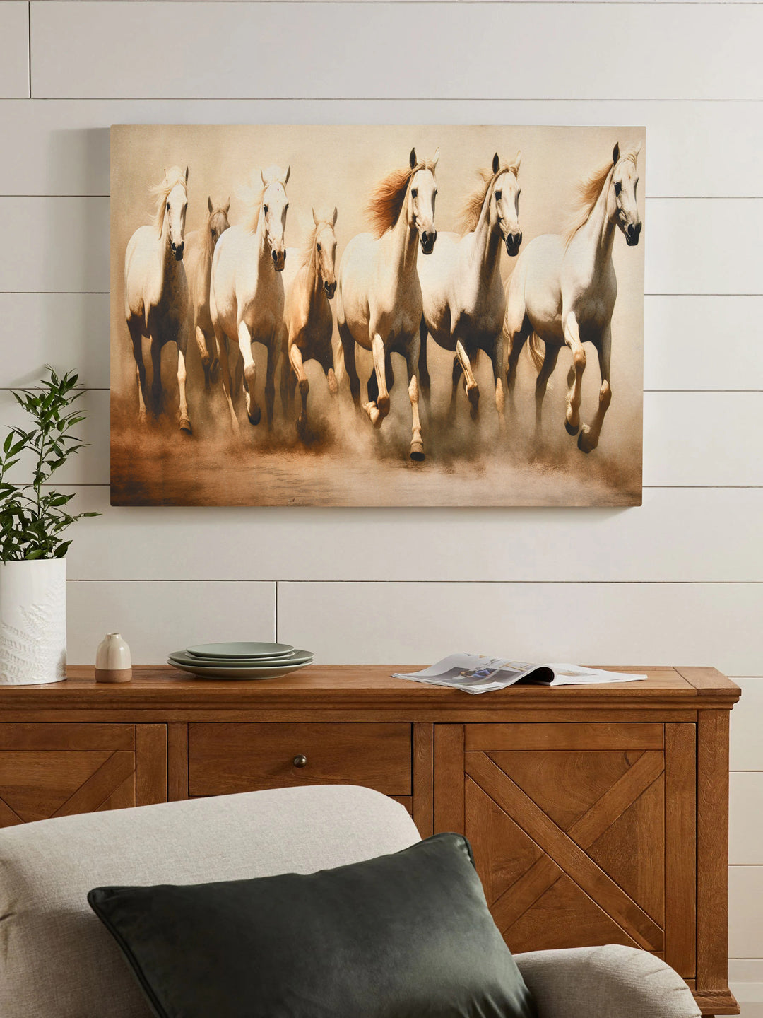 White Horses Painting Wall Art