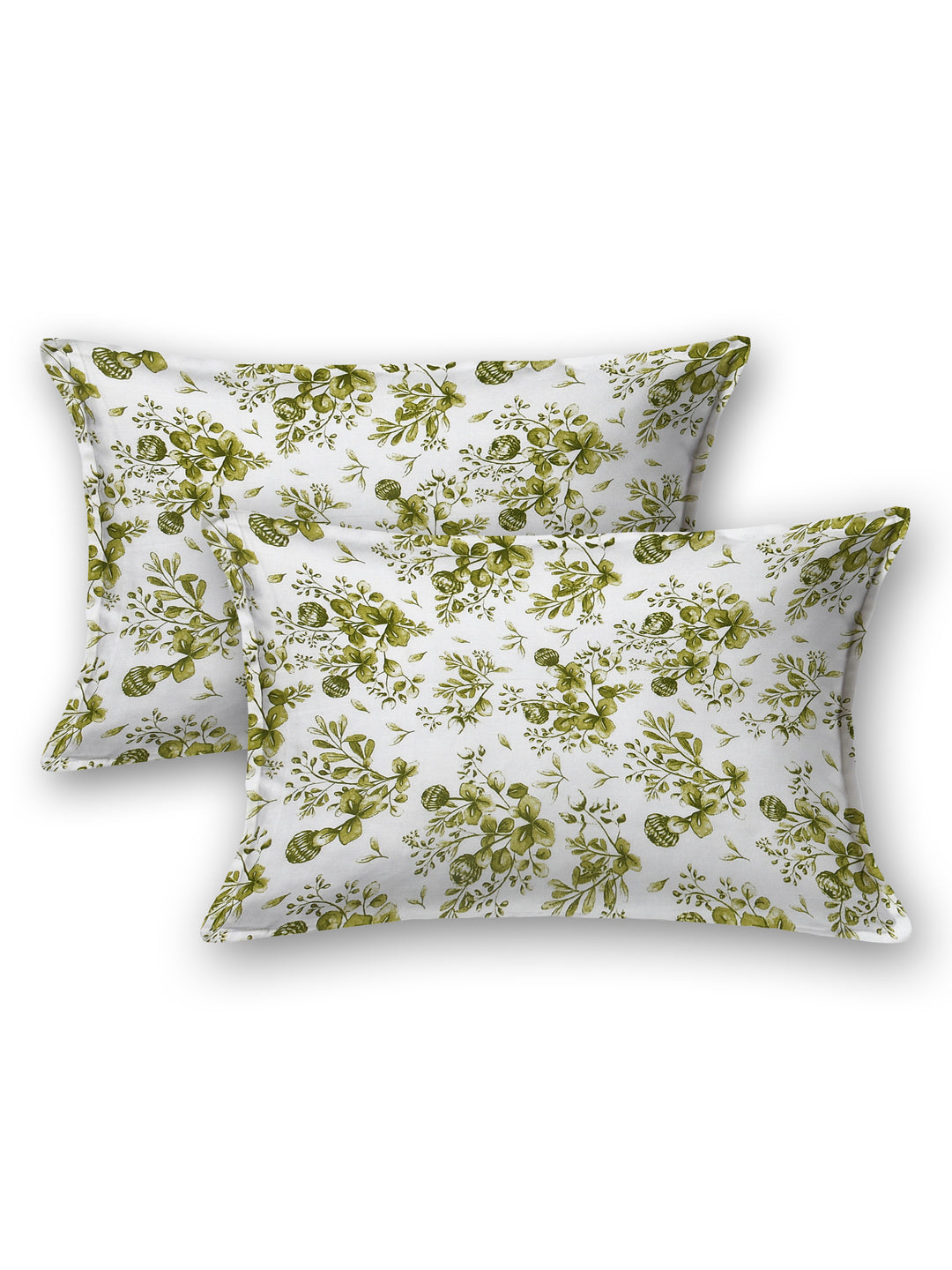 Green Leaf Print Double Bed Linen