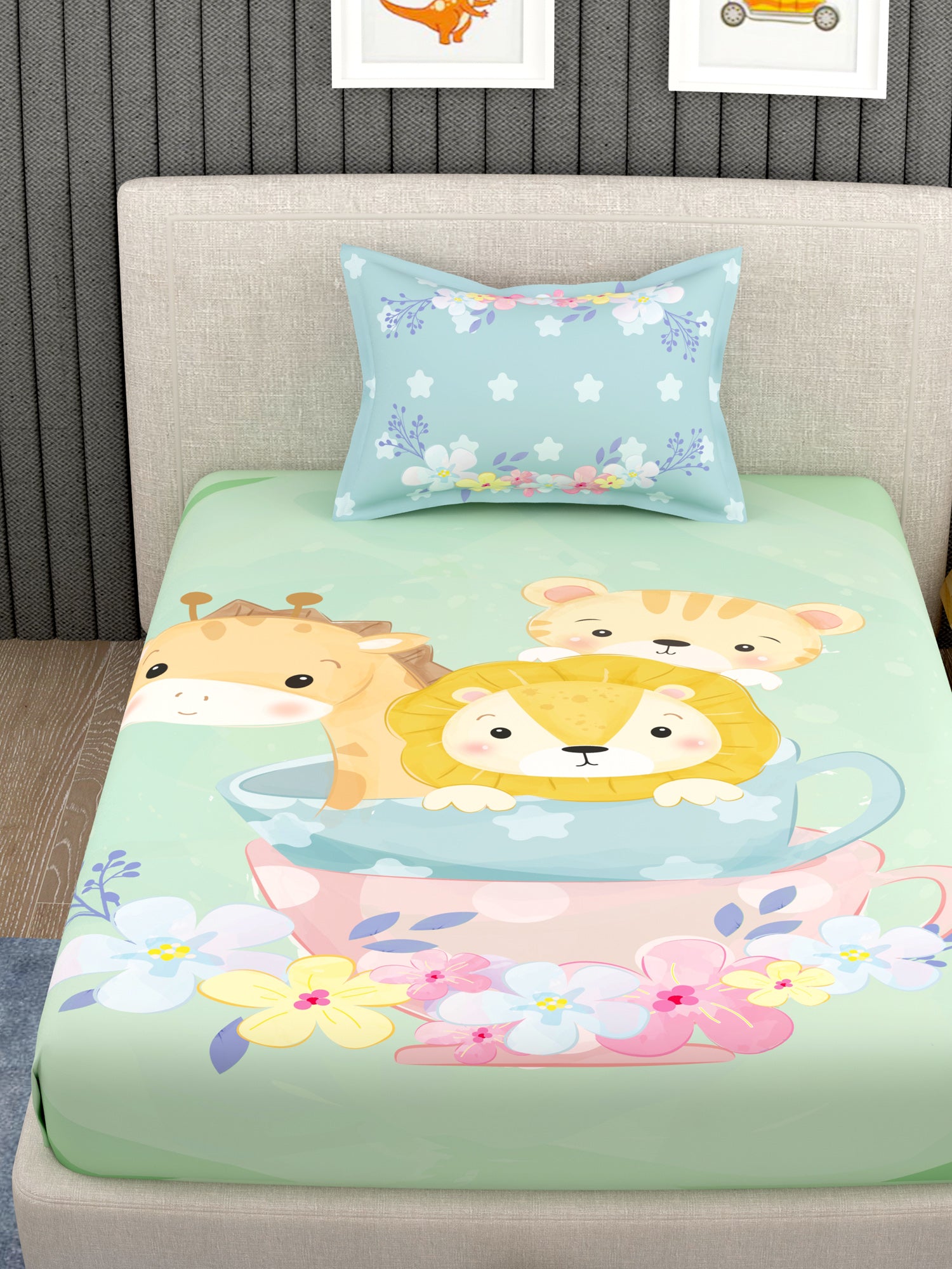 Kids 100% Cotton Single Bedsheet Set