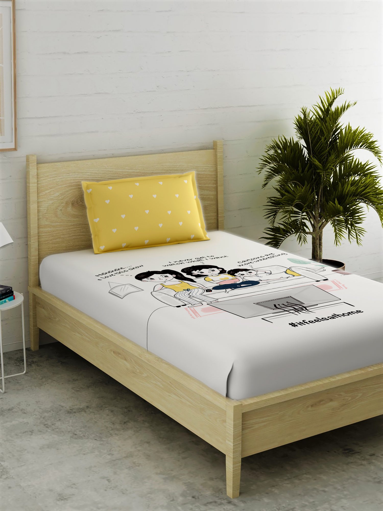 IFAH Doodle 100% Cotton Single Bedsheet Set