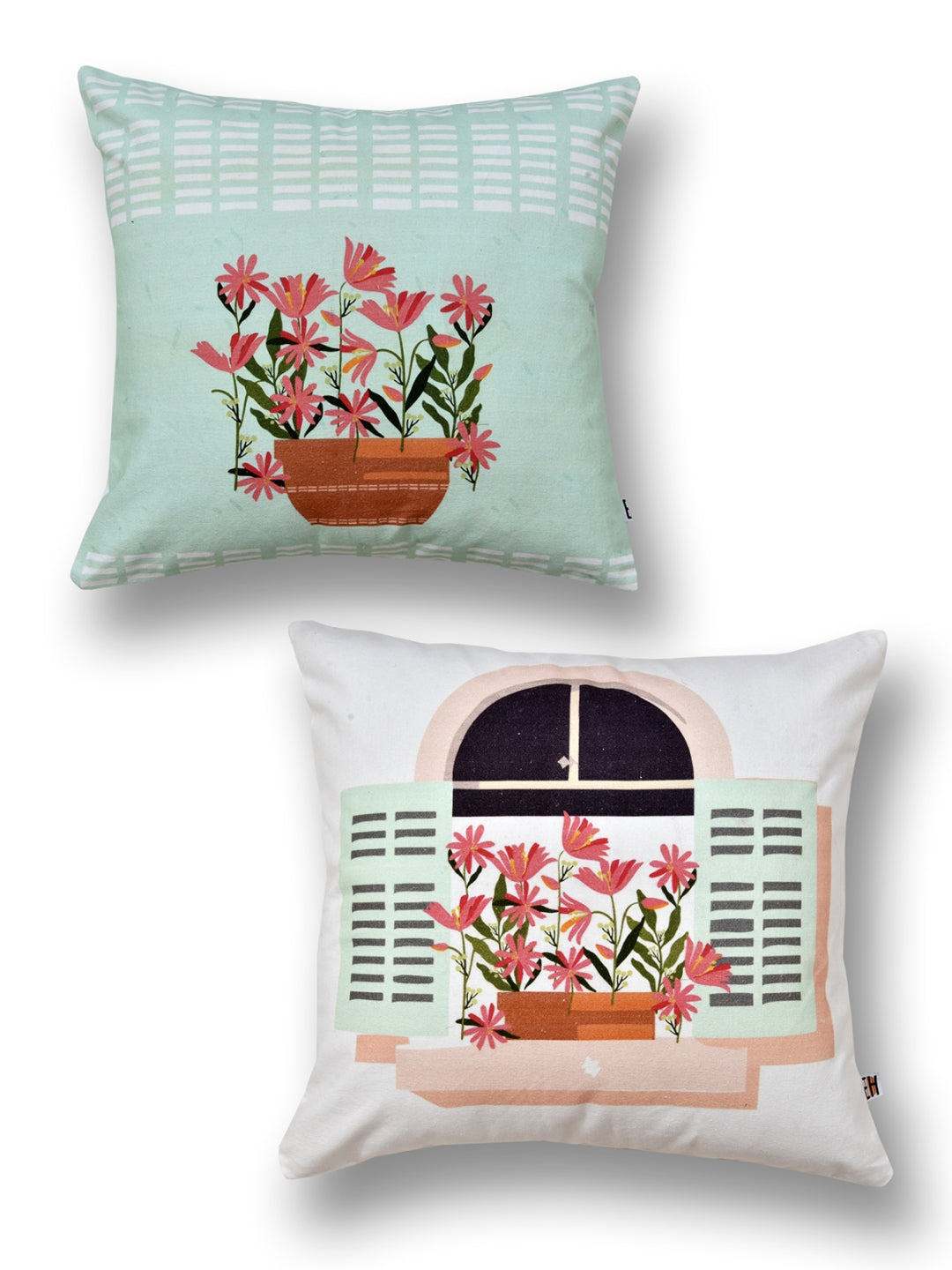Flower Print Set of 2 Cushion Cover