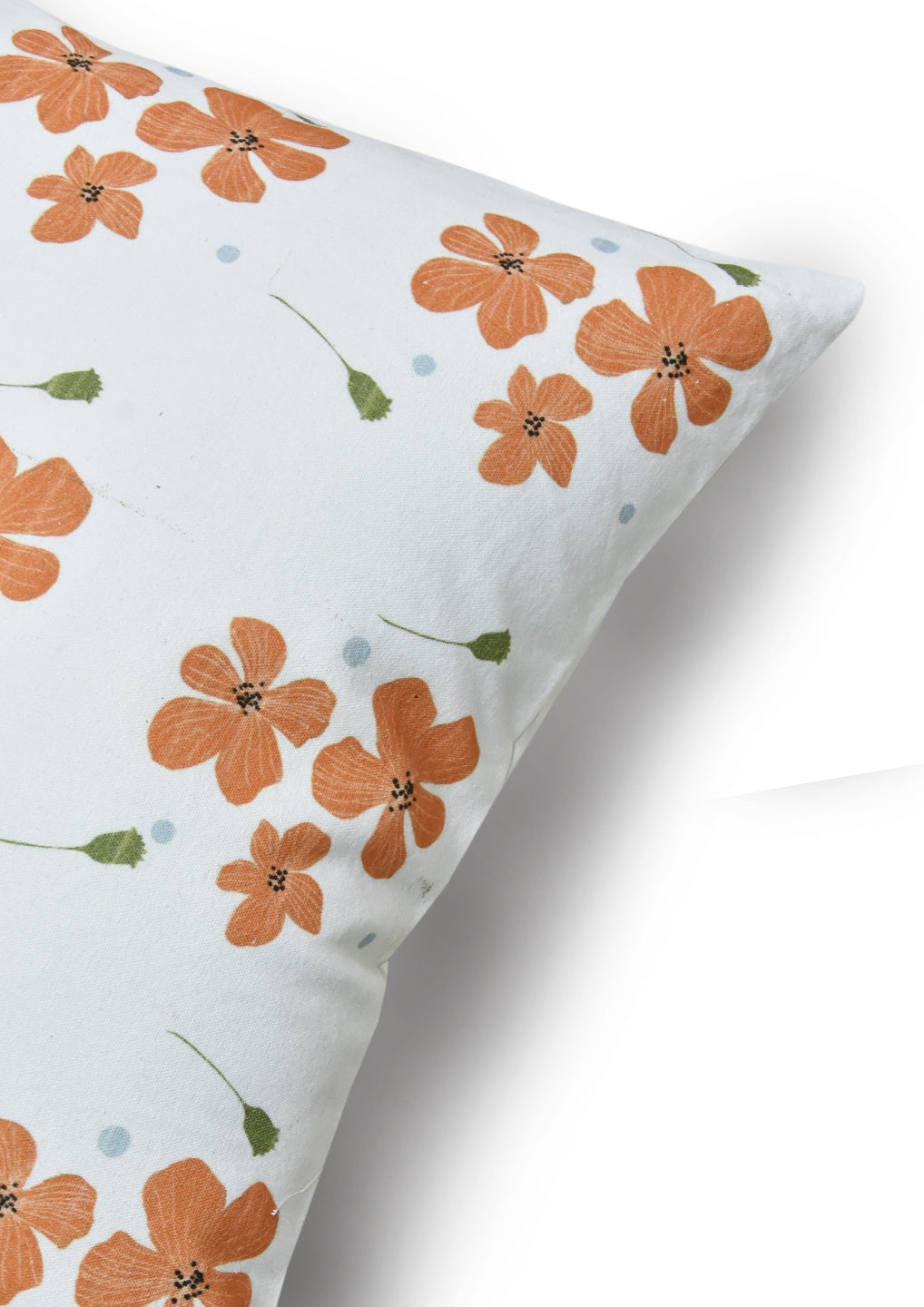 Orange Green Flower Print Set of 2 Cushion Cover