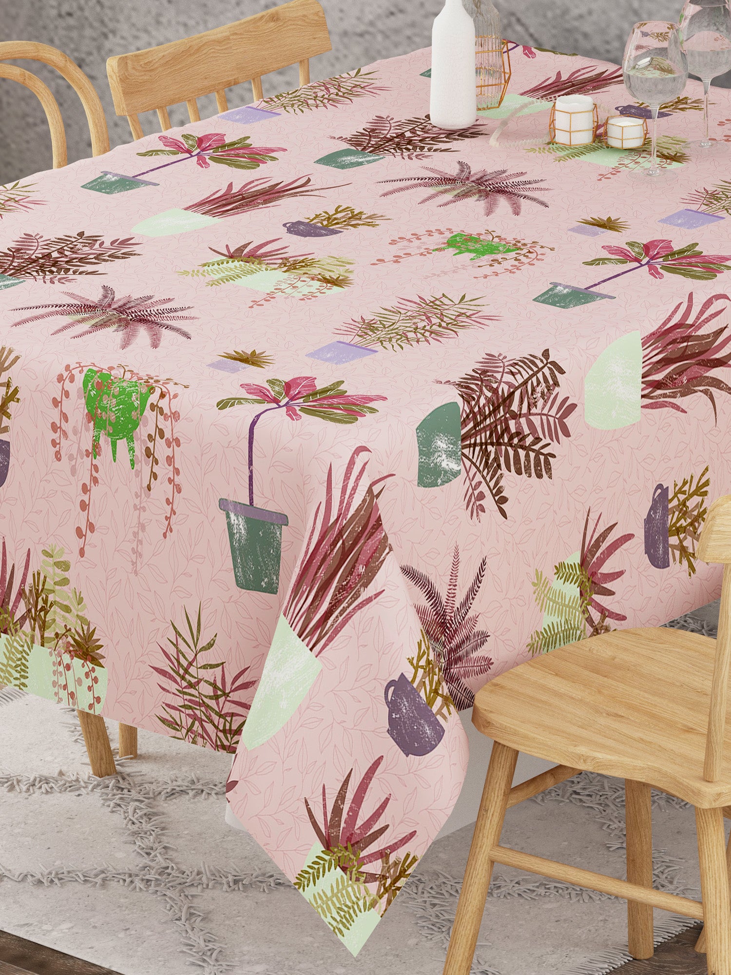 Peach and Pink Pot Printed Table Cover
