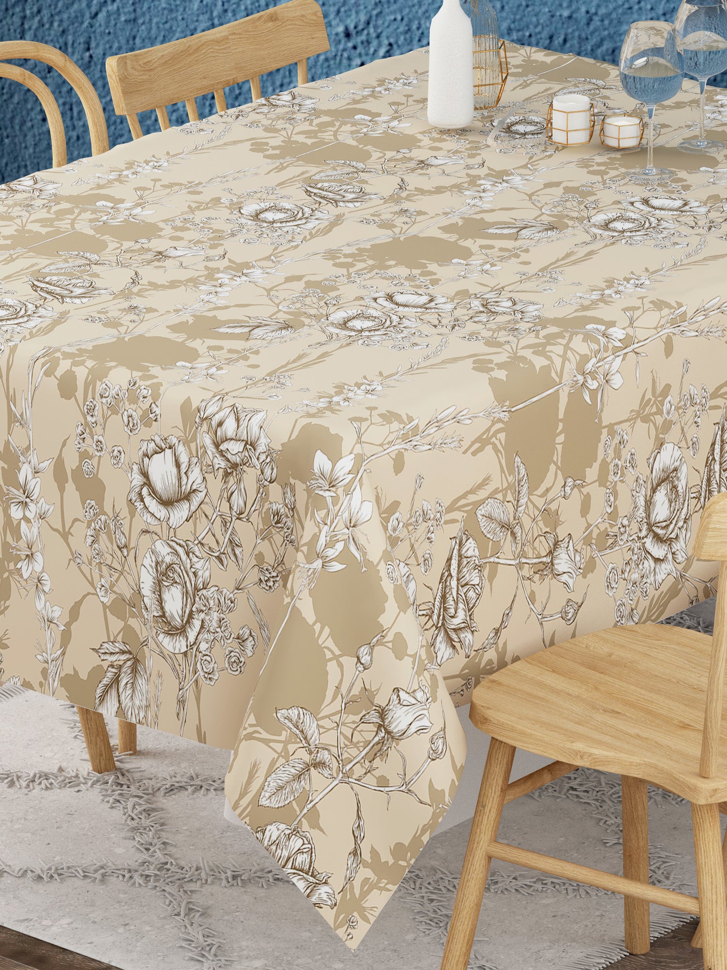 Floral Print Brown Color Table Cover