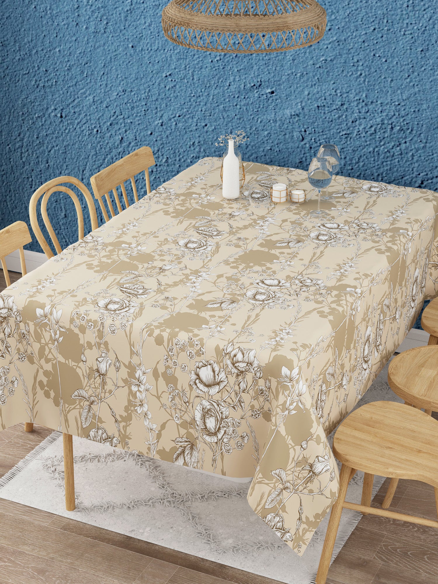Floral Print Brown Color Table Cover