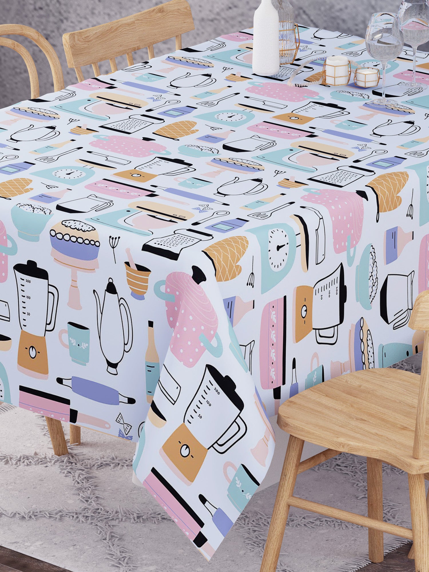 Kitchen Elements Printed Multi Colored Cotton Table Cover
