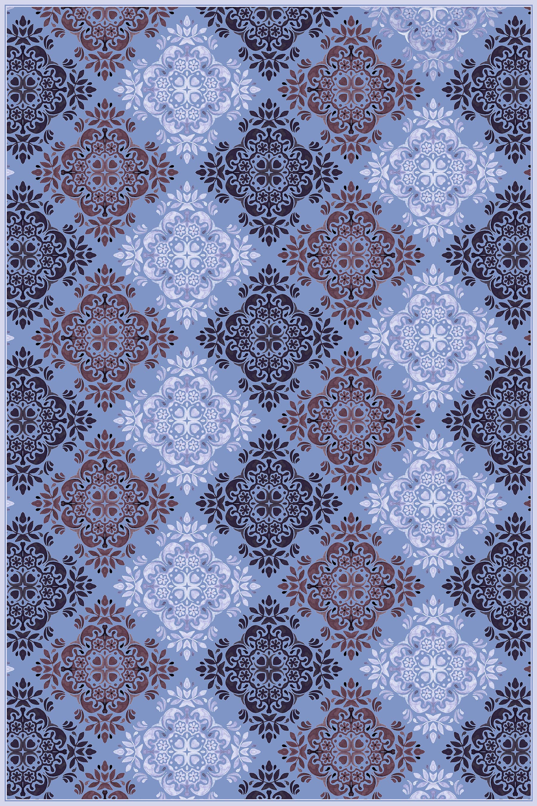 Purple Geometric Print Cotton Table Cover