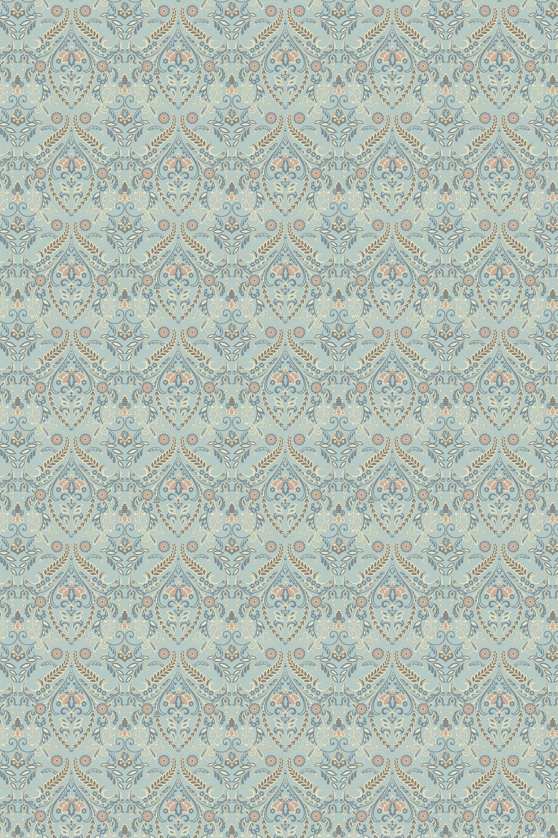 Ornamental Print Blue Cotton Table Cover