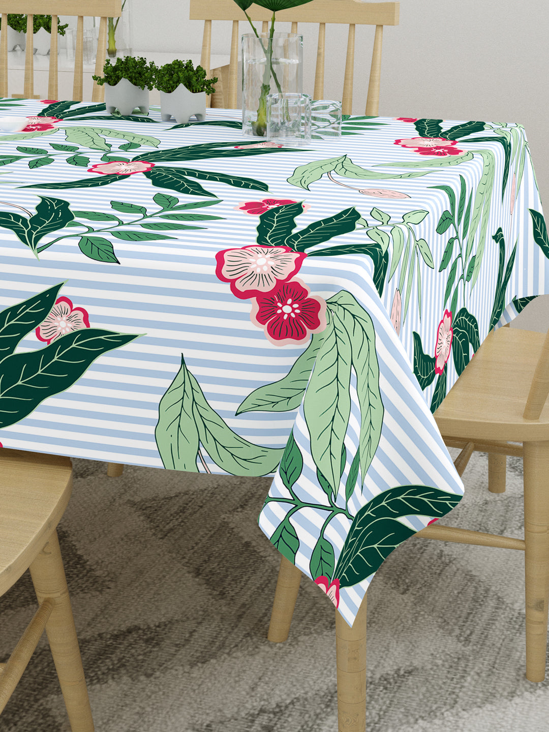 Green Floral Print 6 Seater Table Cover