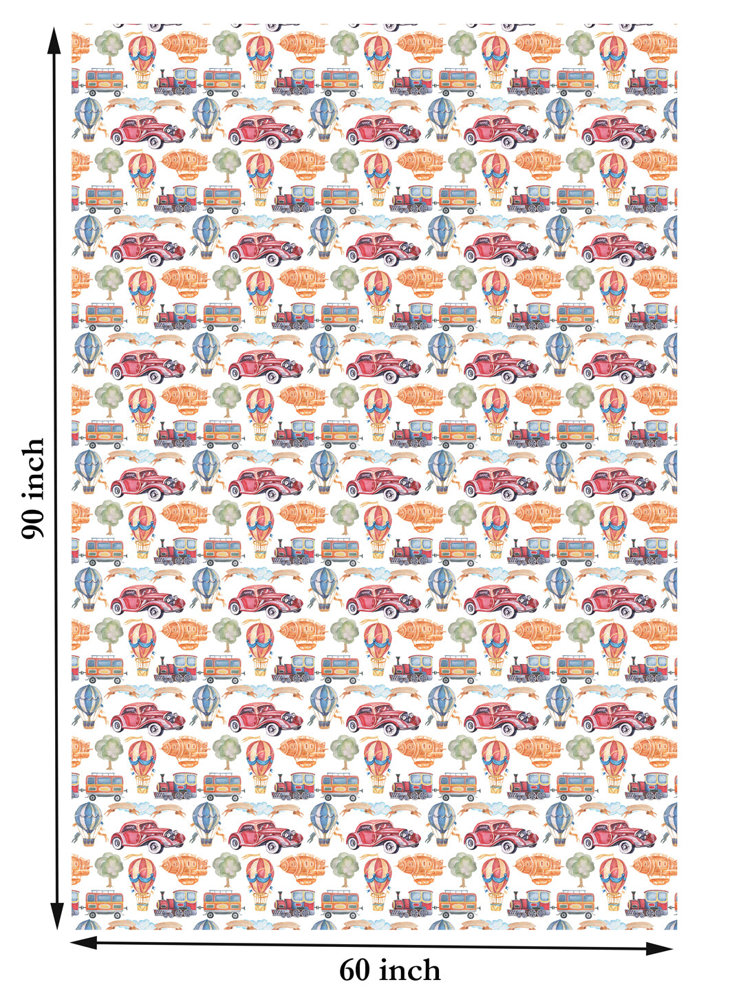 Cars and Train Print 6 Seater Table Cover