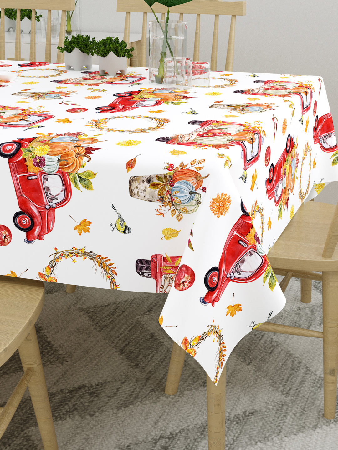 Multi Colored Vegetable Print Table 6 Seater Cover