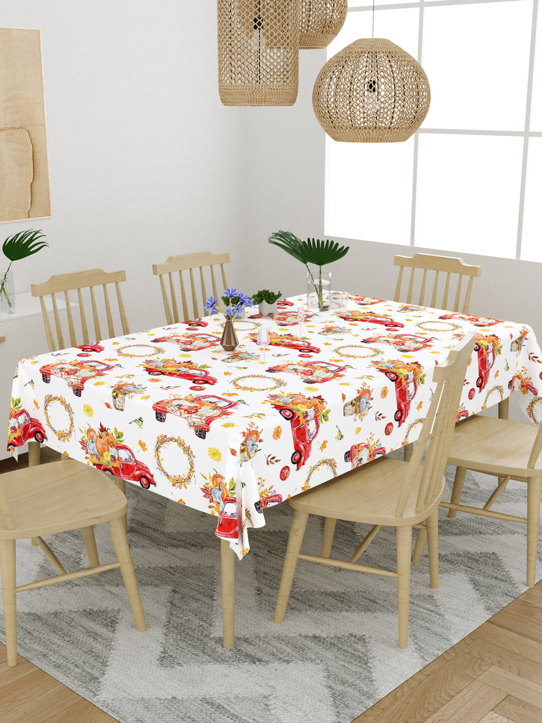 Multi Colored Vegetable Print Table 6 Seater Cover