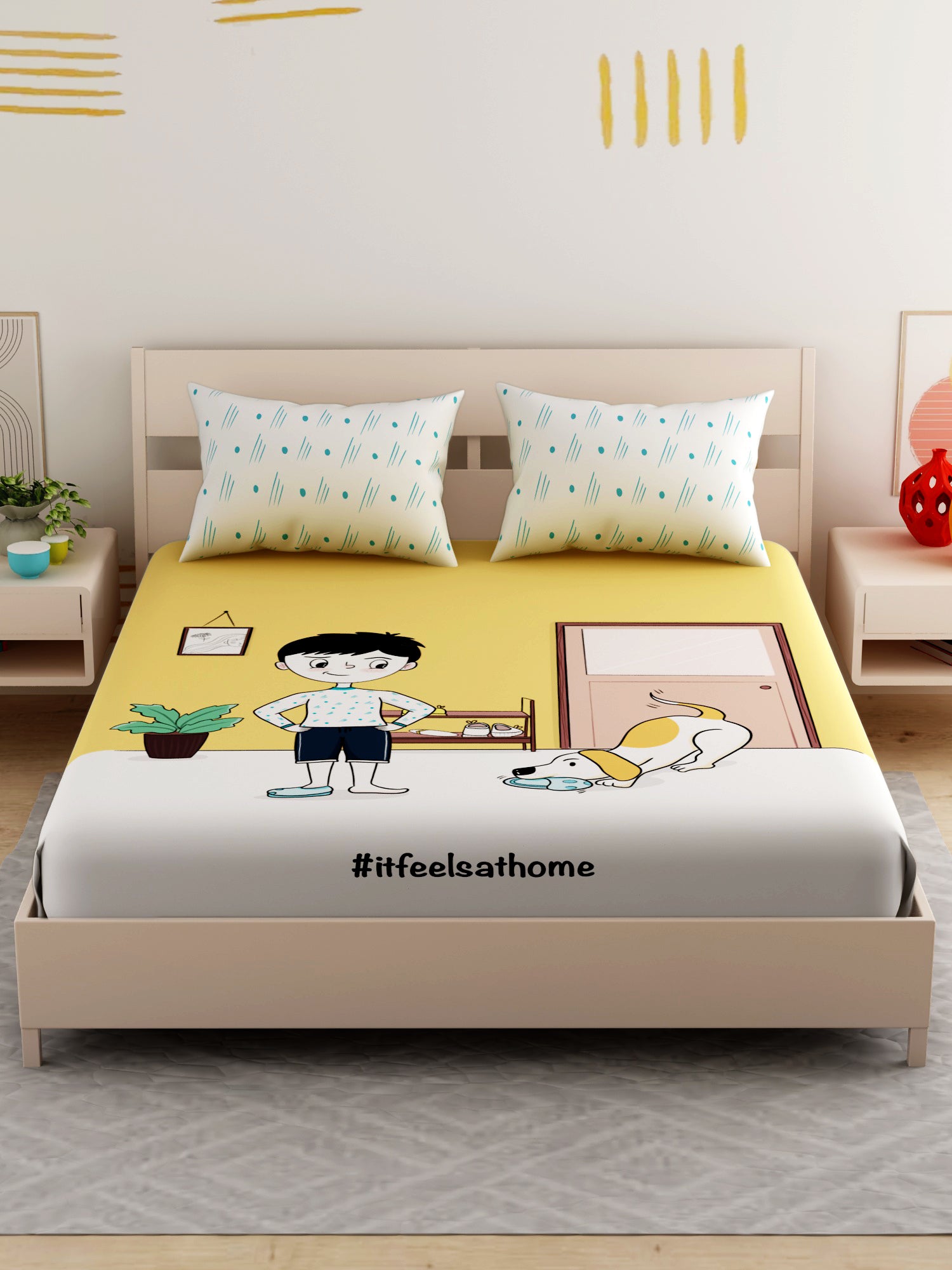 IFAH Doodle Print 100% cotton BedsheetIFAH Doodle Print 100% cotton Bedsheet