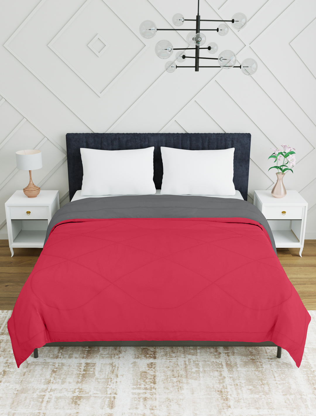 Red & Grey Microfiber Double comforter for Mild Winter